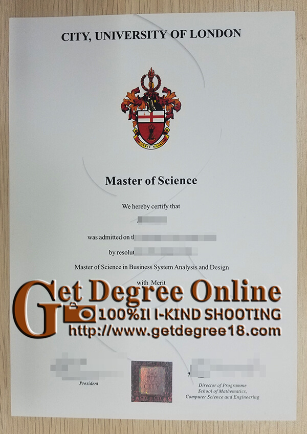 City University of London degree certificate