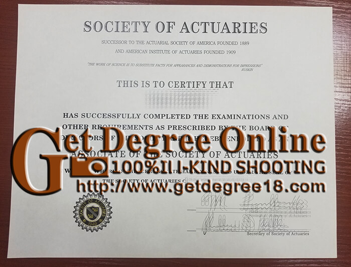 Society of Actuaries certificate